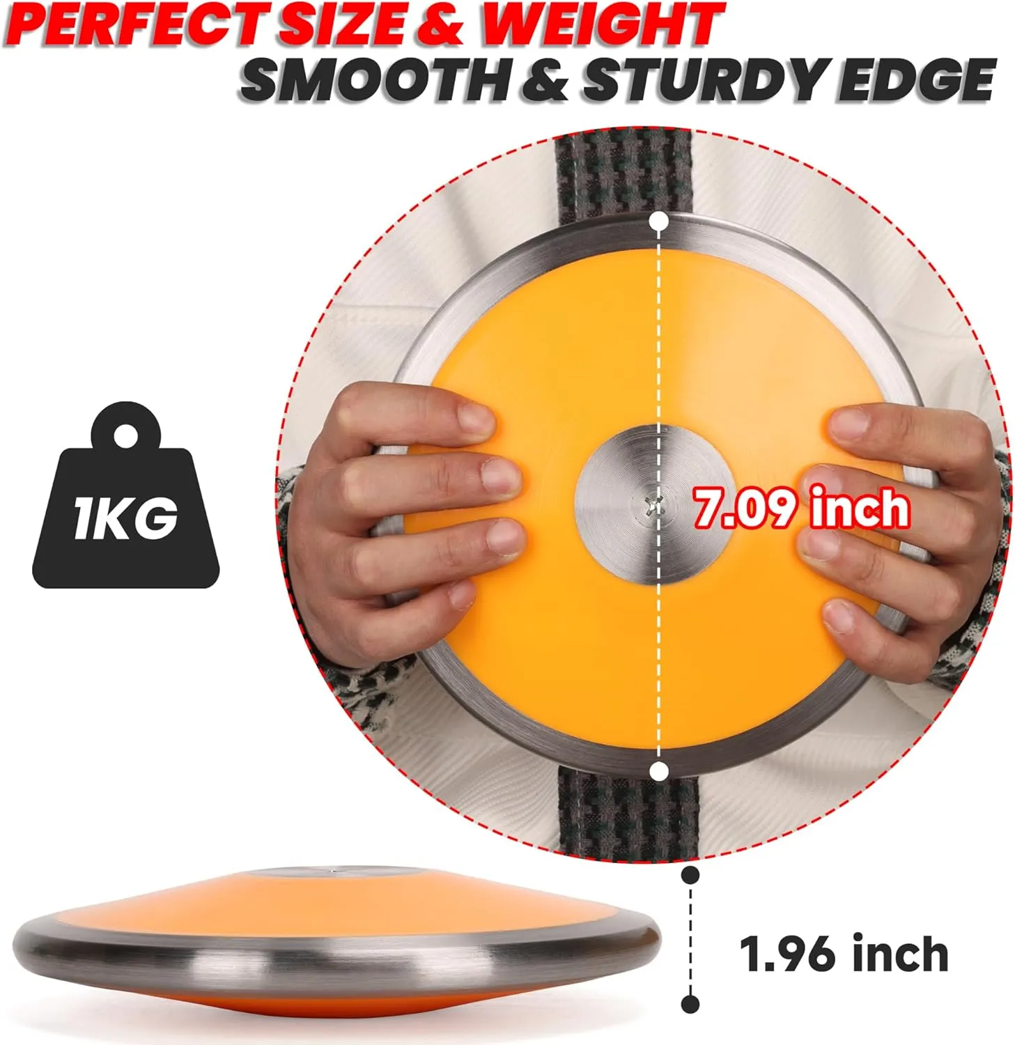 1 kg Sports Training Discus 2 Pcs for Girls Boys School Track and Field, 1kg Nylon Discus with Steel Rim and Center, Men Women Discuses Outdoor Practice Throwing