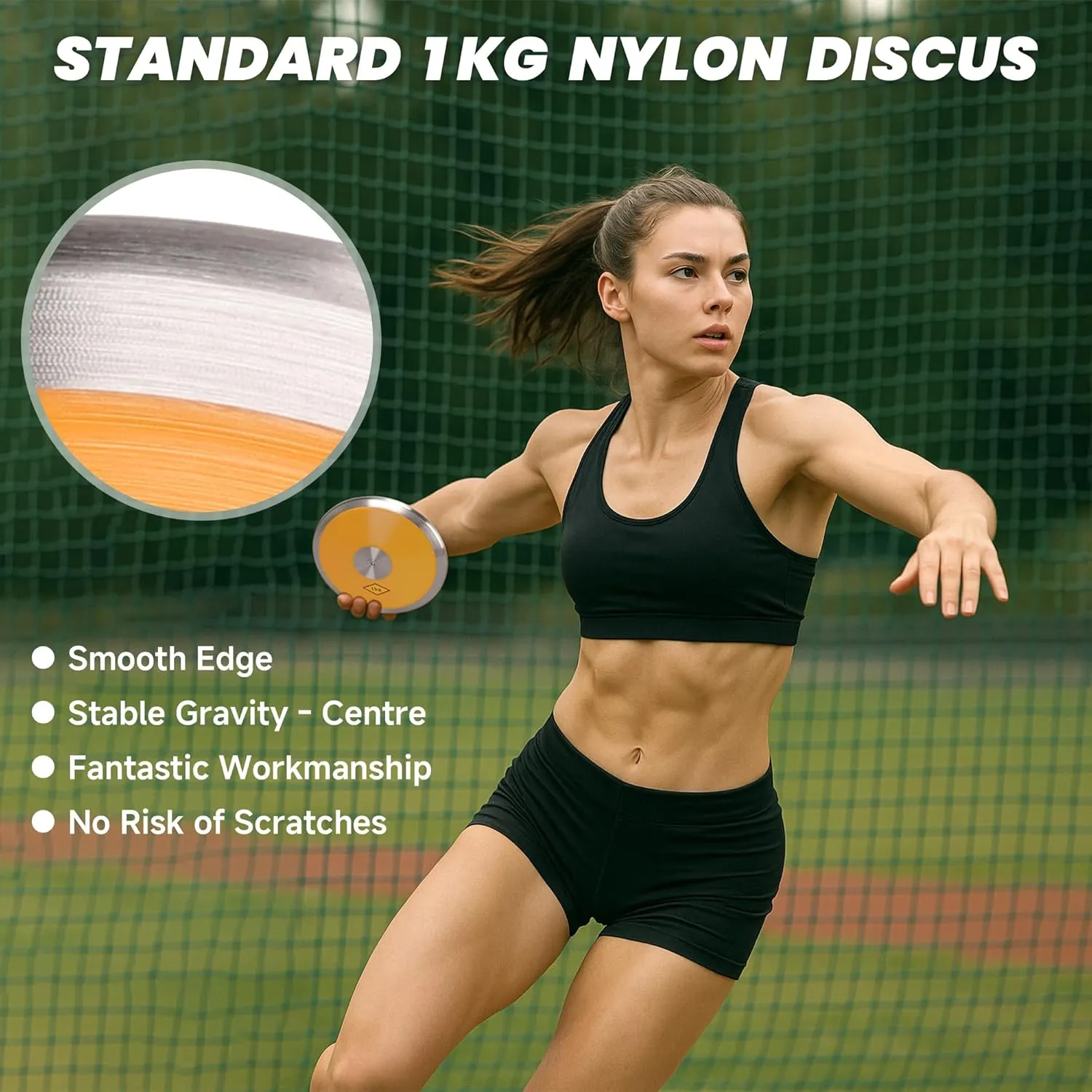 1 kg Sports Training Discus 2 Pcs for Girls Boys School Track and Field, 1kg Nylon Discus with Steel Rim and Center, Men Women Discuses Outdoor Practice Throwing