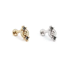 14K Gold Double Black Diamond Stud