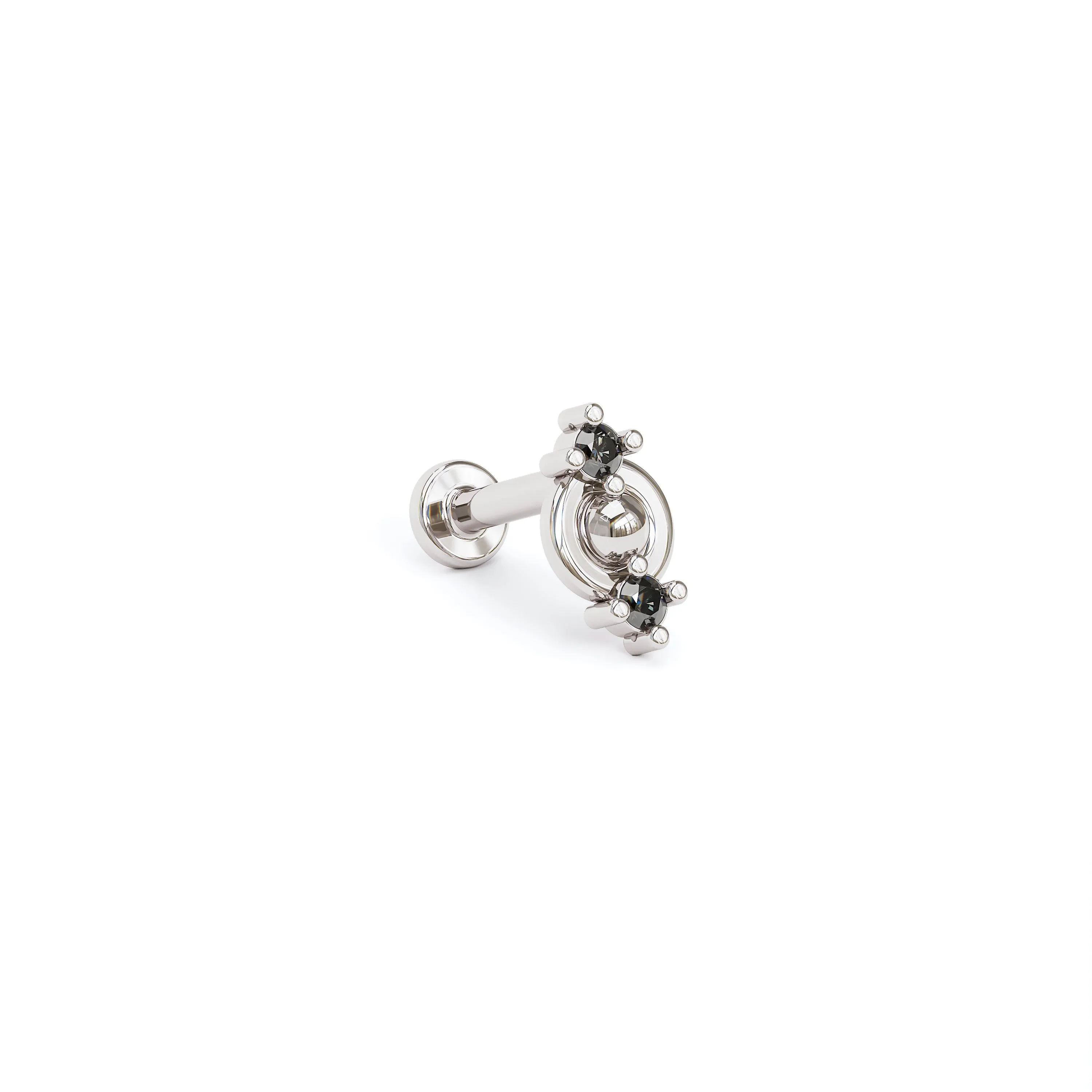 14K Gold Double Black Diamond Stud
