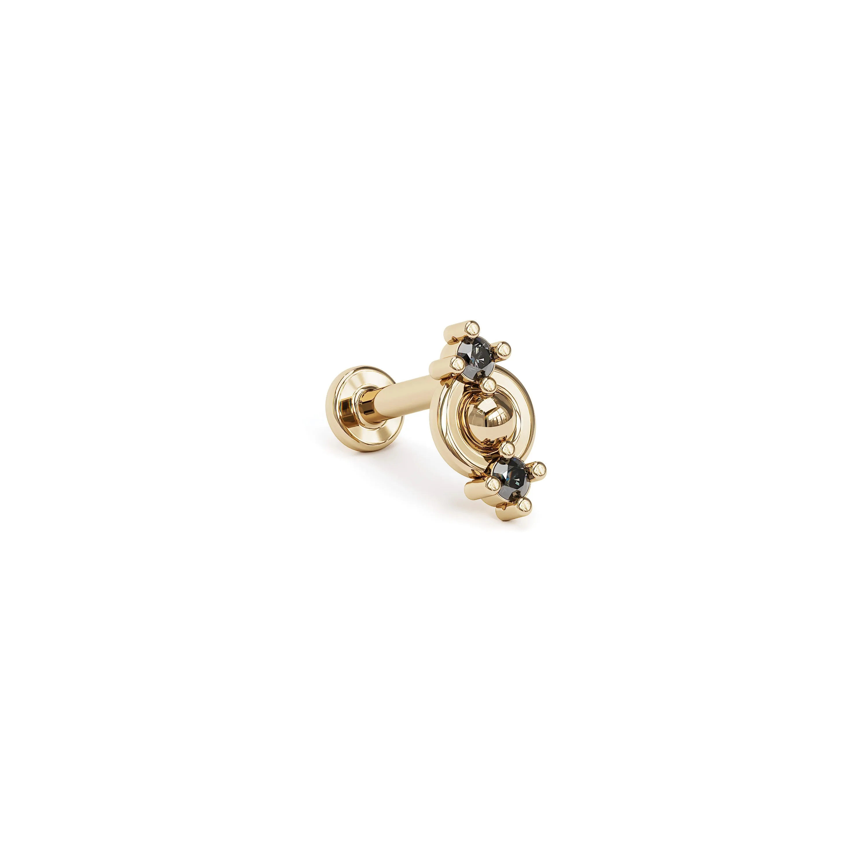 14K Gold Double Black Diamond Stud