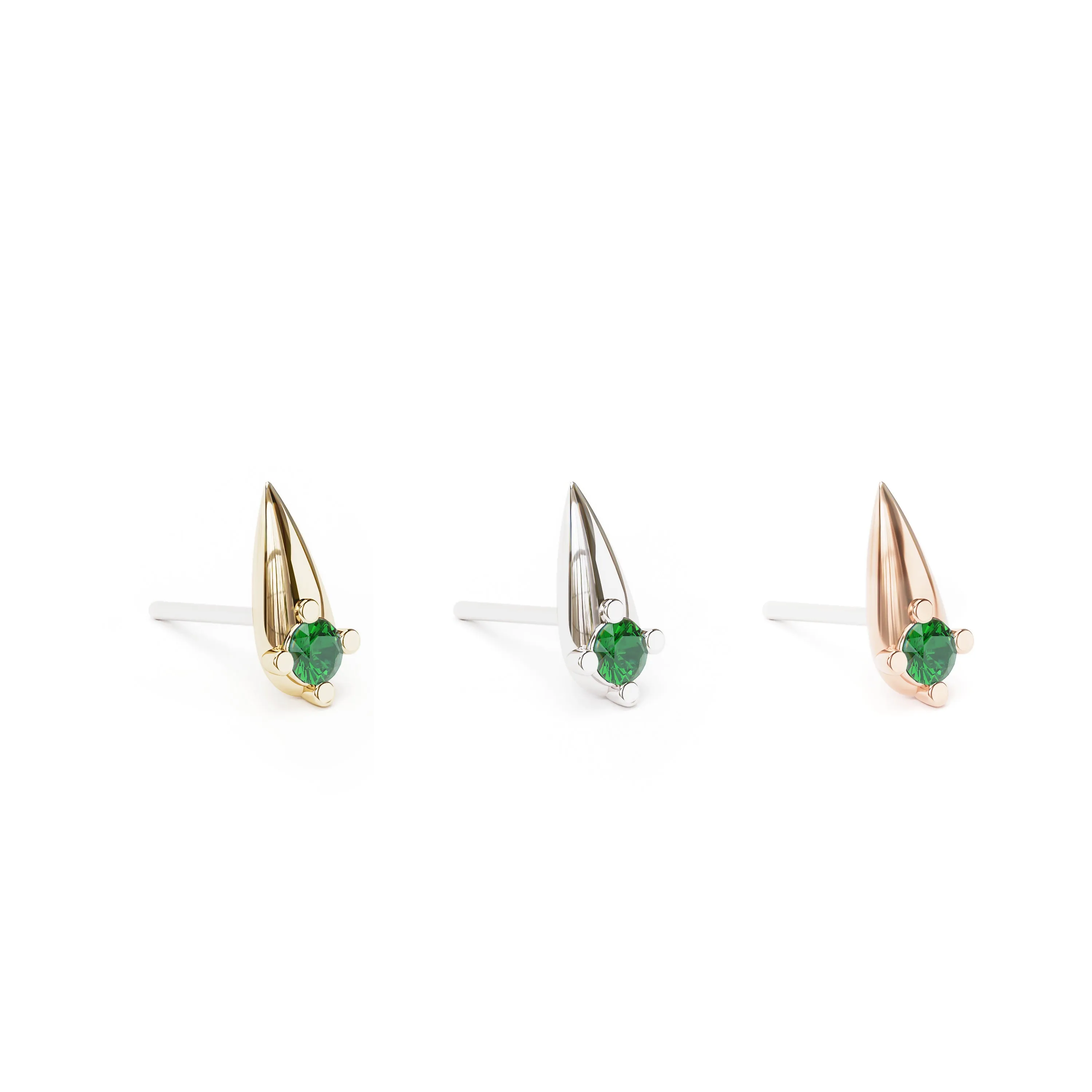 14K Gold Emerald Spike Threadless End
