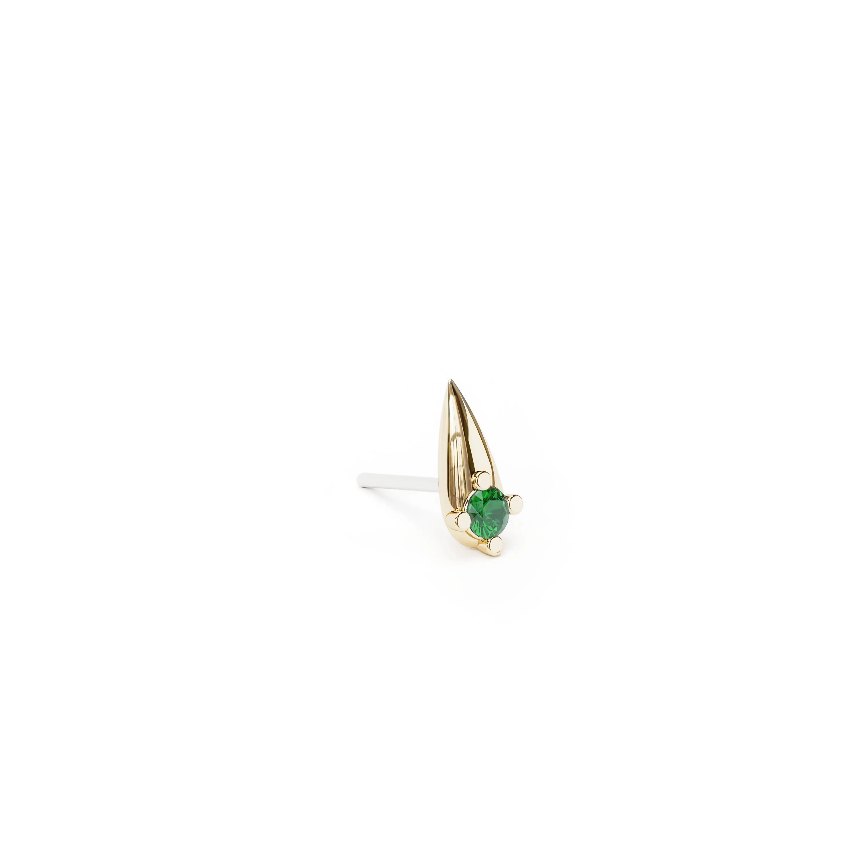 14K Gold Emerald Spike Threadless End