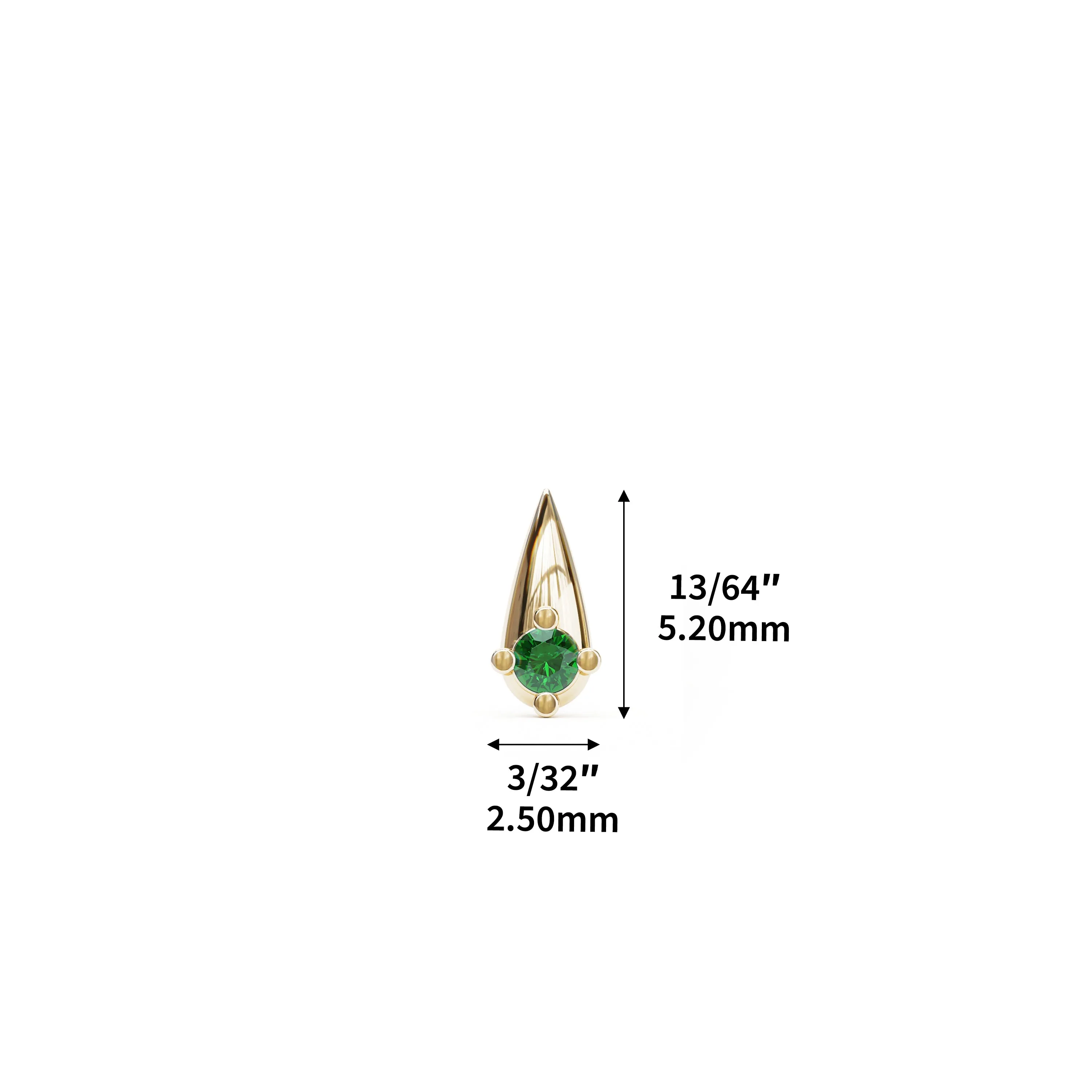 14K Gold Emerald Spike Threadless End