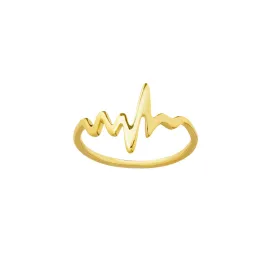 14K Yellow Gold Heartbeat Ring