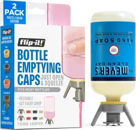 2-Pack Premium Bottle Emptying Kit  No more wasted product - Fits most plastic bottles  Get out every drop of Shampoos, Lotions, & More  2 Base Caps, 6 Adapters  Pastel Color Edition