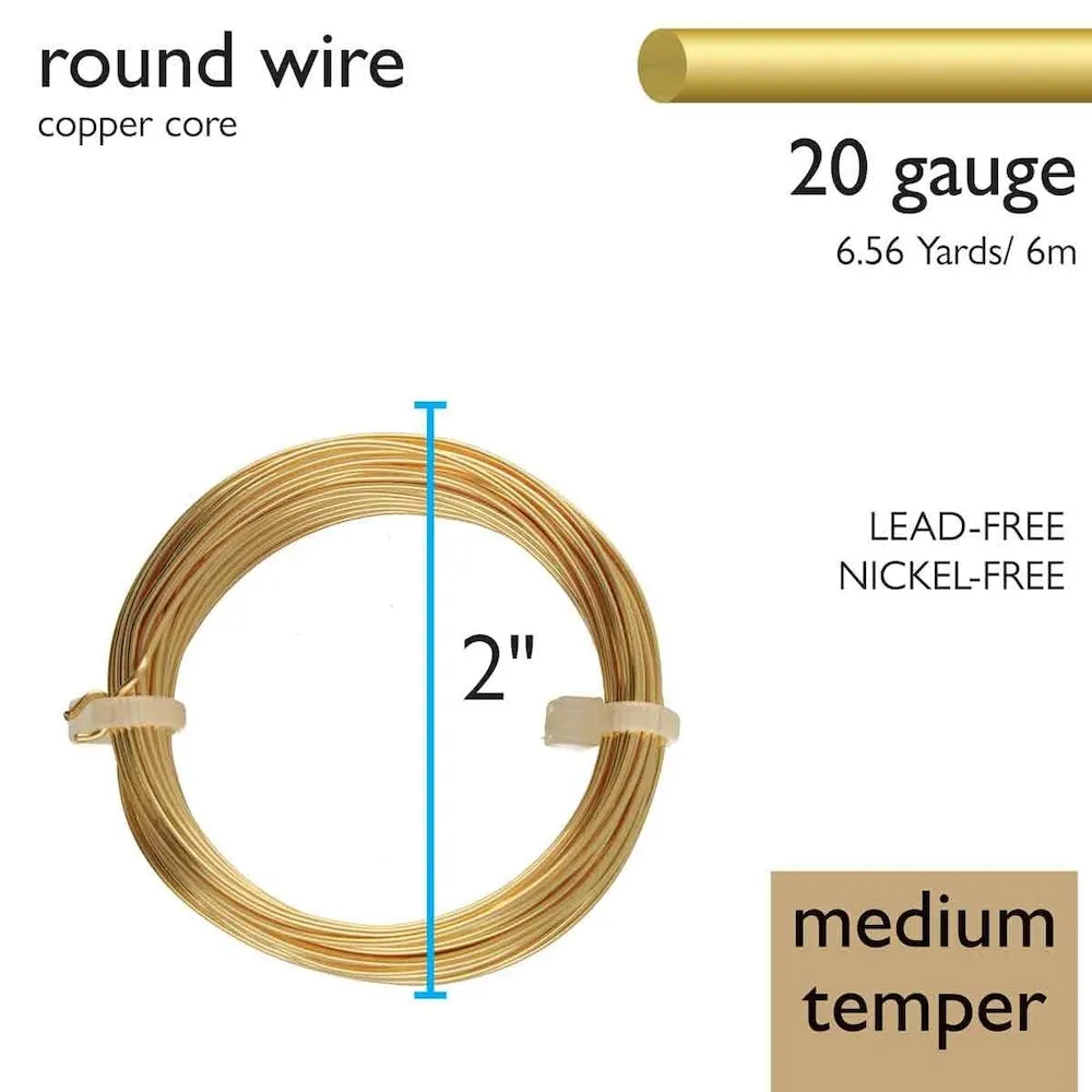 20 gauge German Style Wire - Gold - Medium Hard