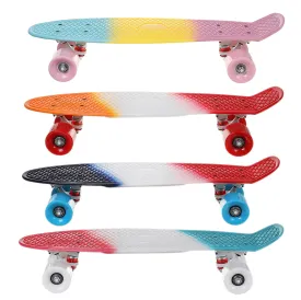 22 Inch Plastic Mini Cruiser Skateboard Long Board Banana Retro Skate Longboard Graphic Printed Children's Scooter