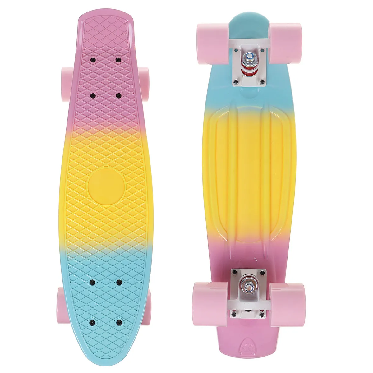 22 Inch Plastic Mini Cruiser Skateboard Long Board Banana Retro Skate Longboard Graphic Printed Children's Scooter