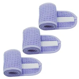 (3 Pack Adjustable Makeup Headband with Magic Tape Natural Terry Waffle Sweat-Absorbent Spa Shower Wrap Yoga Sports Hairband (Purple))