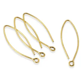 4 Gold Modern Oval Ear Wires - Minimalist DIY Earring Hooks - Nunn Design