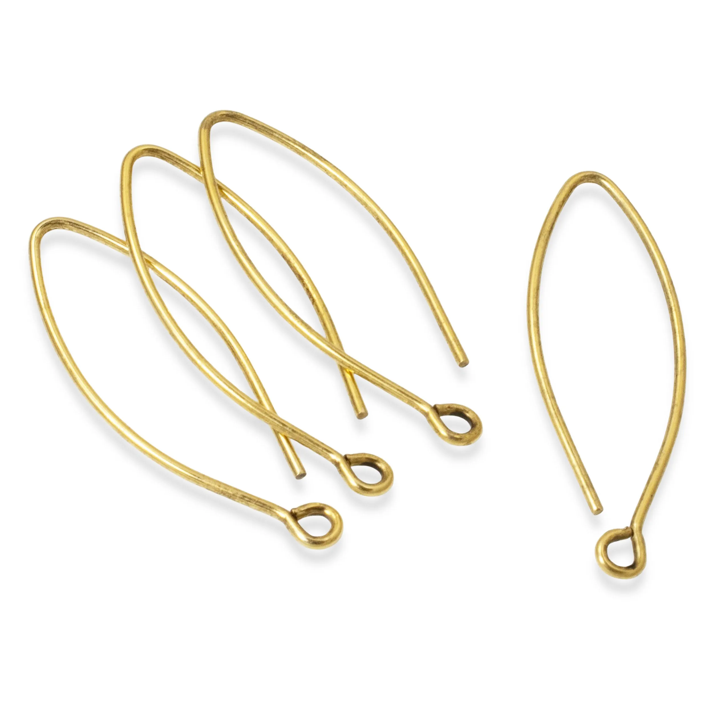4 Gold Modern Oval Ear Wires - Minimalist DIY Earring Hooks - Nunn Design