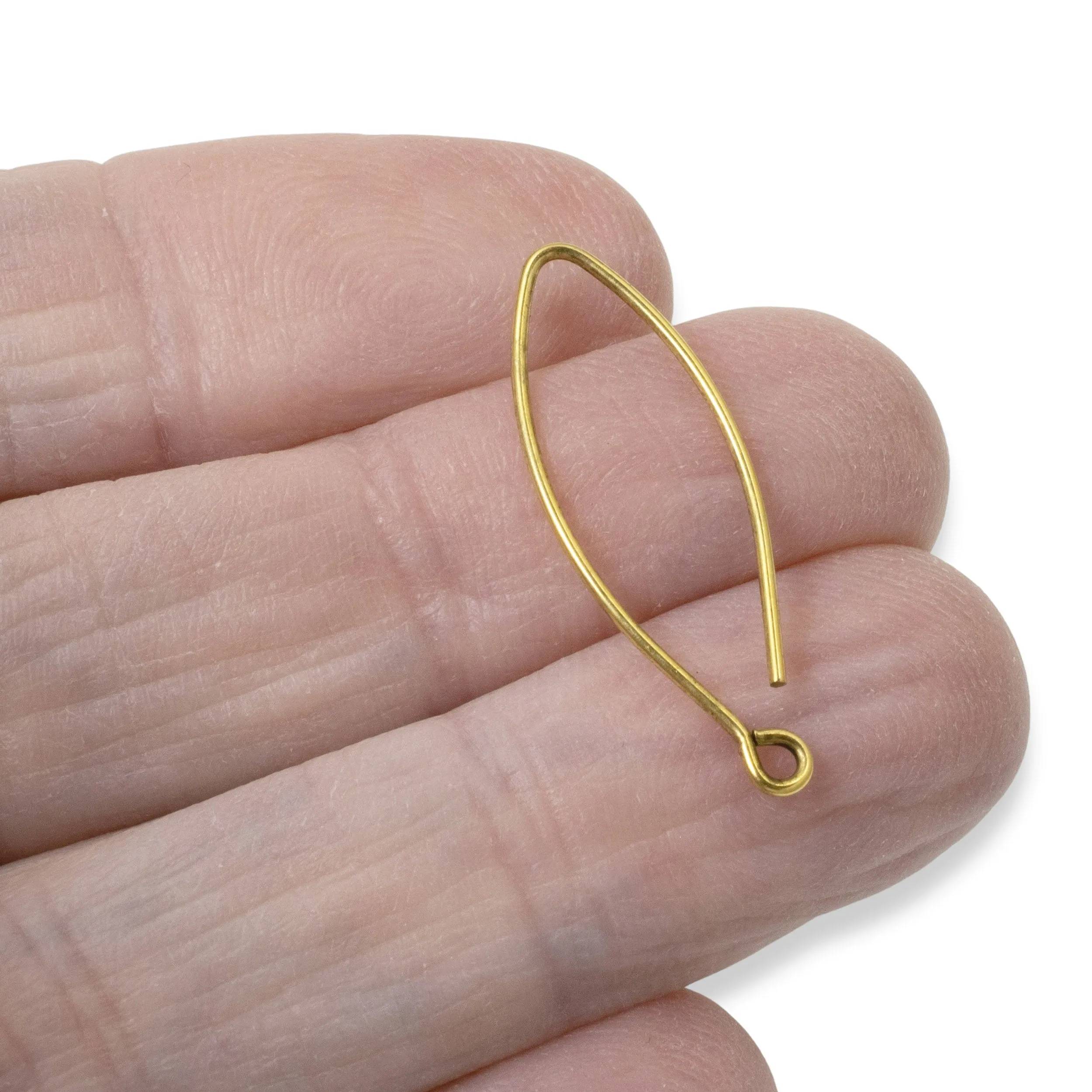 4 Gold Modern Oval Ear Wires - Minimalist DIY Earring Hooks - Nunn Design