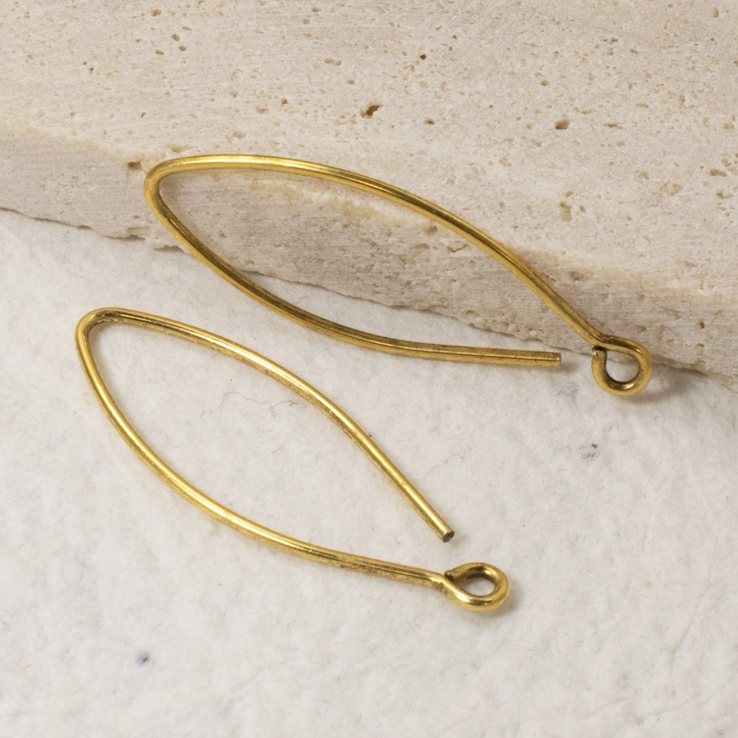 4 Gold Modern Oval Ear Wires - Minimalist DIY Earring Hooks - Nunn Design