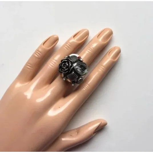 50% OFF Brand New Adjustable Ring Silver Rose Fashions Jewelry with gemstone