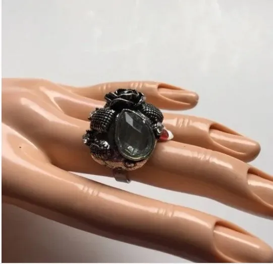 50% OFF Brand New Adjustable Ring Silver Rose Fashions Jewelry with gemstone