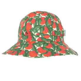 ACORN KIDS - APPLES WIDE BRIM SUNHAT: RED, GREEN AND NATURAL
