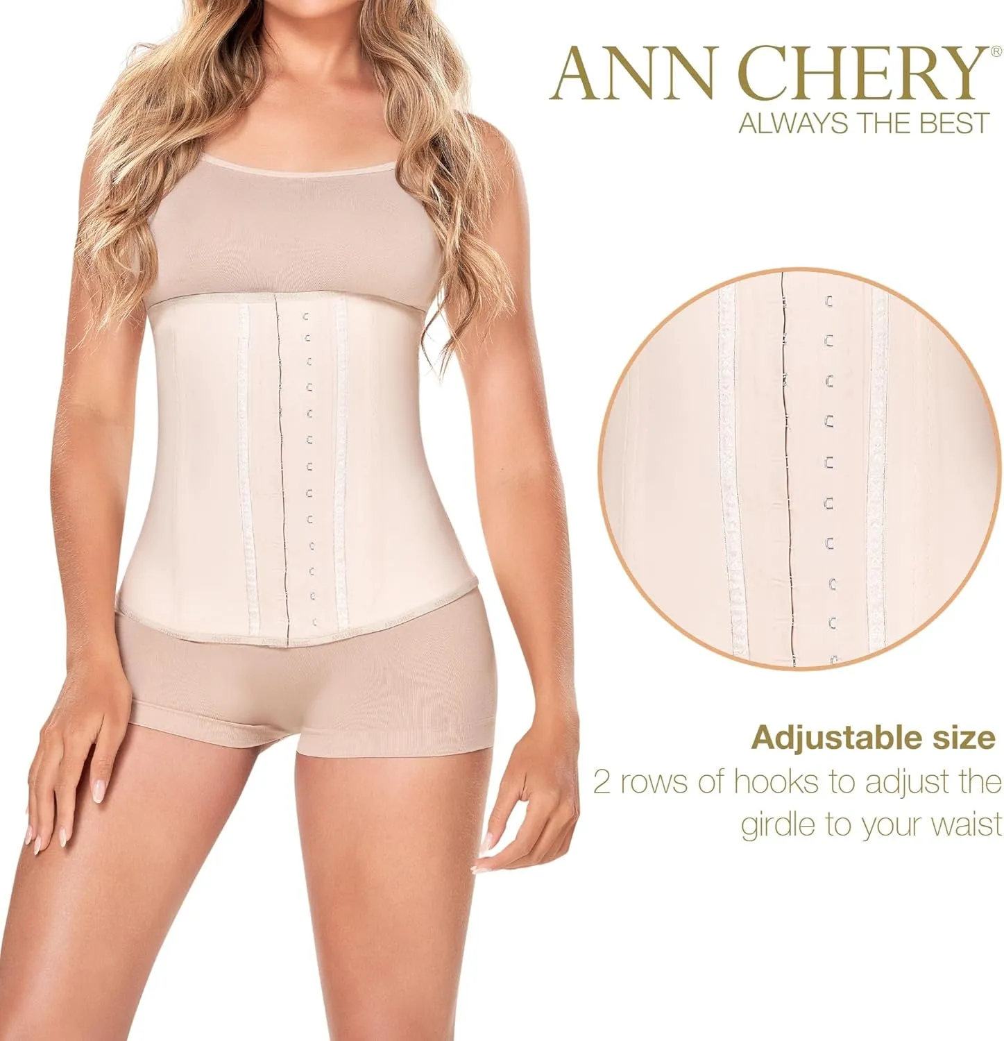 Ann Chery Corset Waist Trainer for Womens Weight Loss - Colombian Waist Cincher - 2 Hook Latex Body Shaper