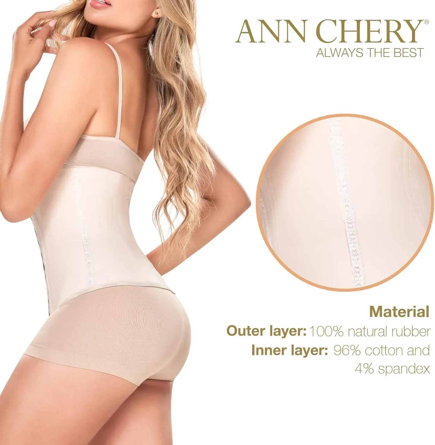 Ann Chery Corset Waist Trainer for Womens Weight Loss - Colombian Waist Cincher - 2 Hook Latex Body Shaper