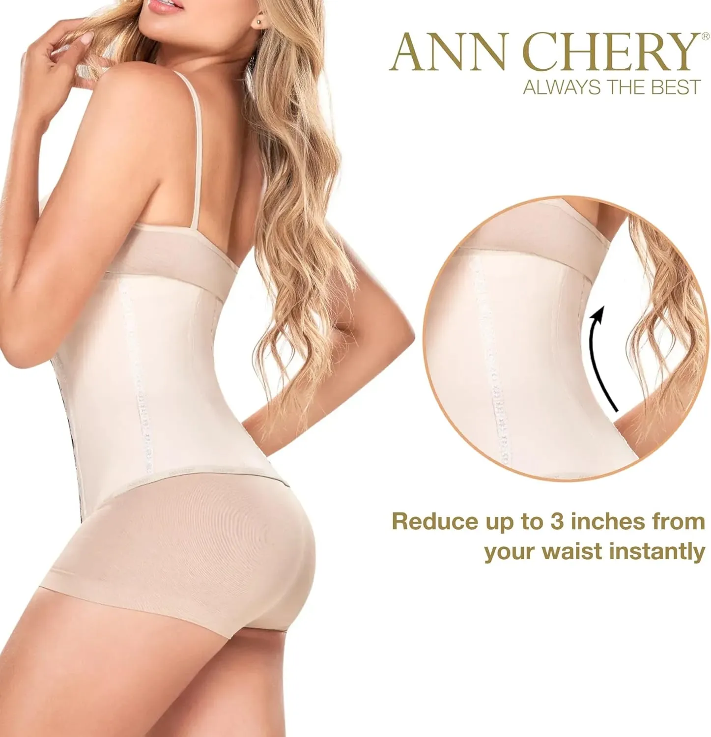 Ann Chery Corset Waist Trainer for Womens Weight Loss - Colombian Waist Cincher - 2 Hook Latex Body Shaper