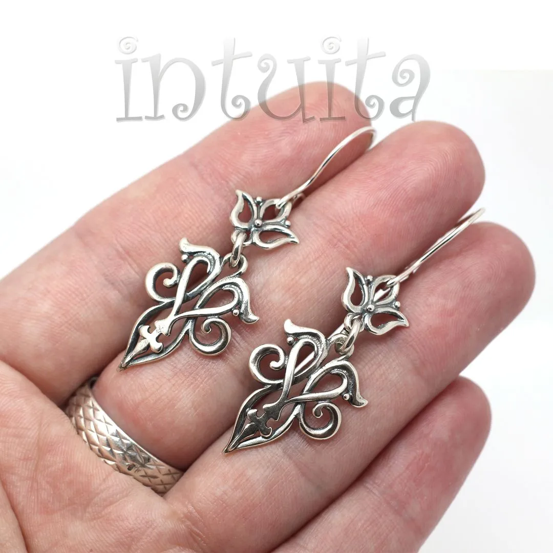 Art Nouveau Design Handmade Sterling Silver Earrings, Pendant, Bracelet, Rings
