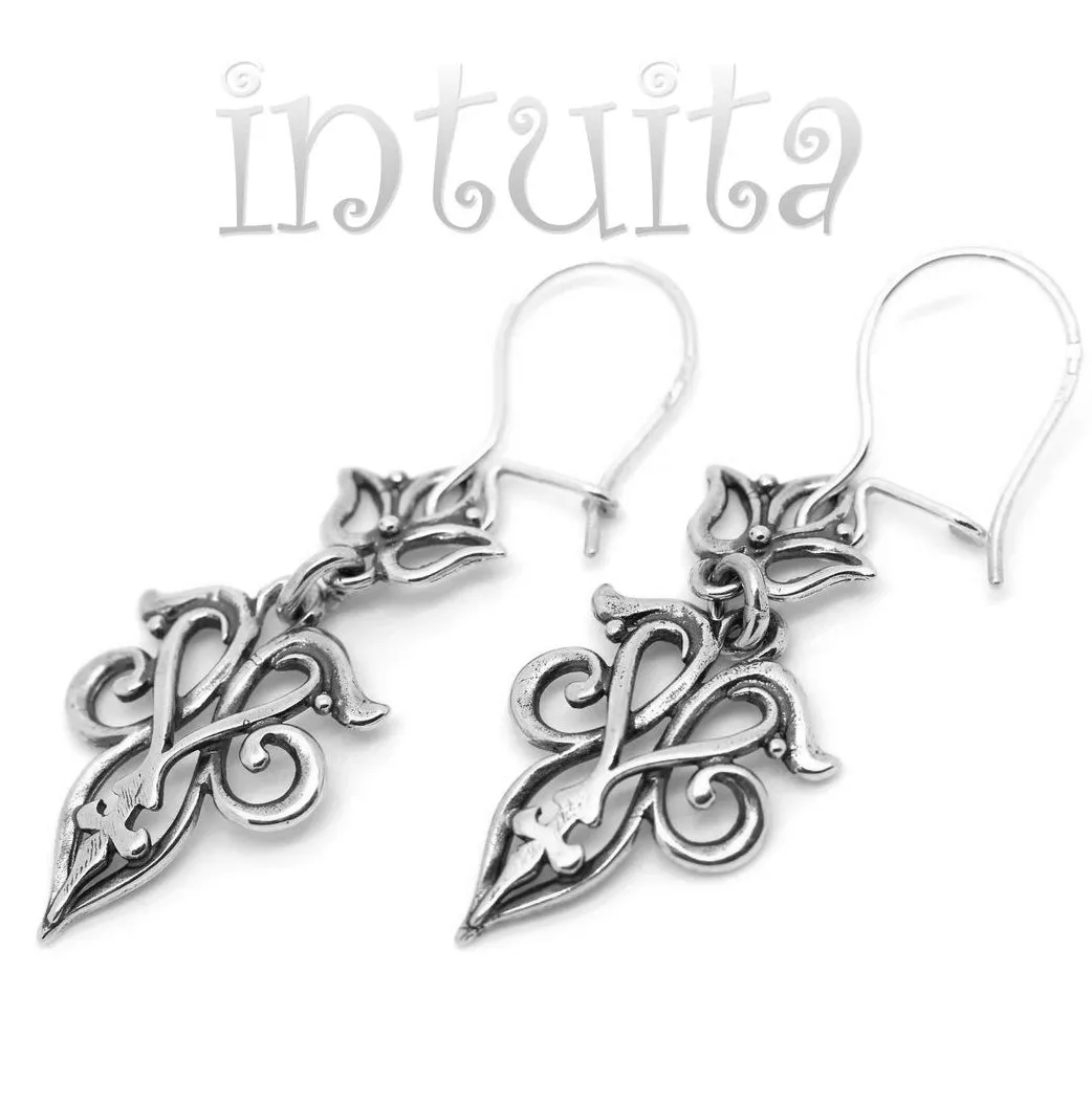 Art Nouveau Design Handmade Sterling Silver Earrings, Pendant, Bracelet, Rings