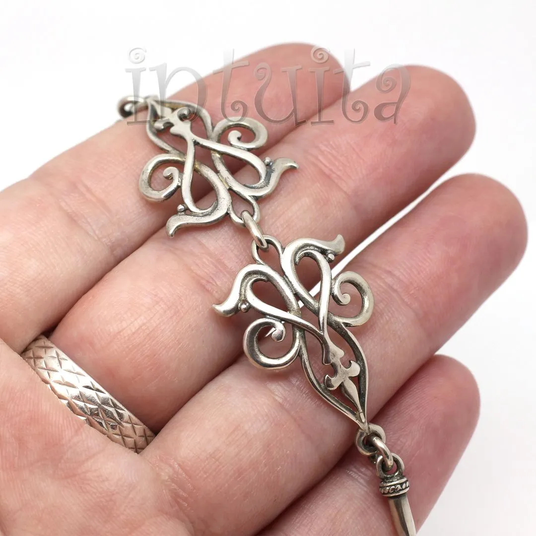 Art Nouveau Design Handmade Sterling Silver Earrings, Pendant, Bracelet, Rings