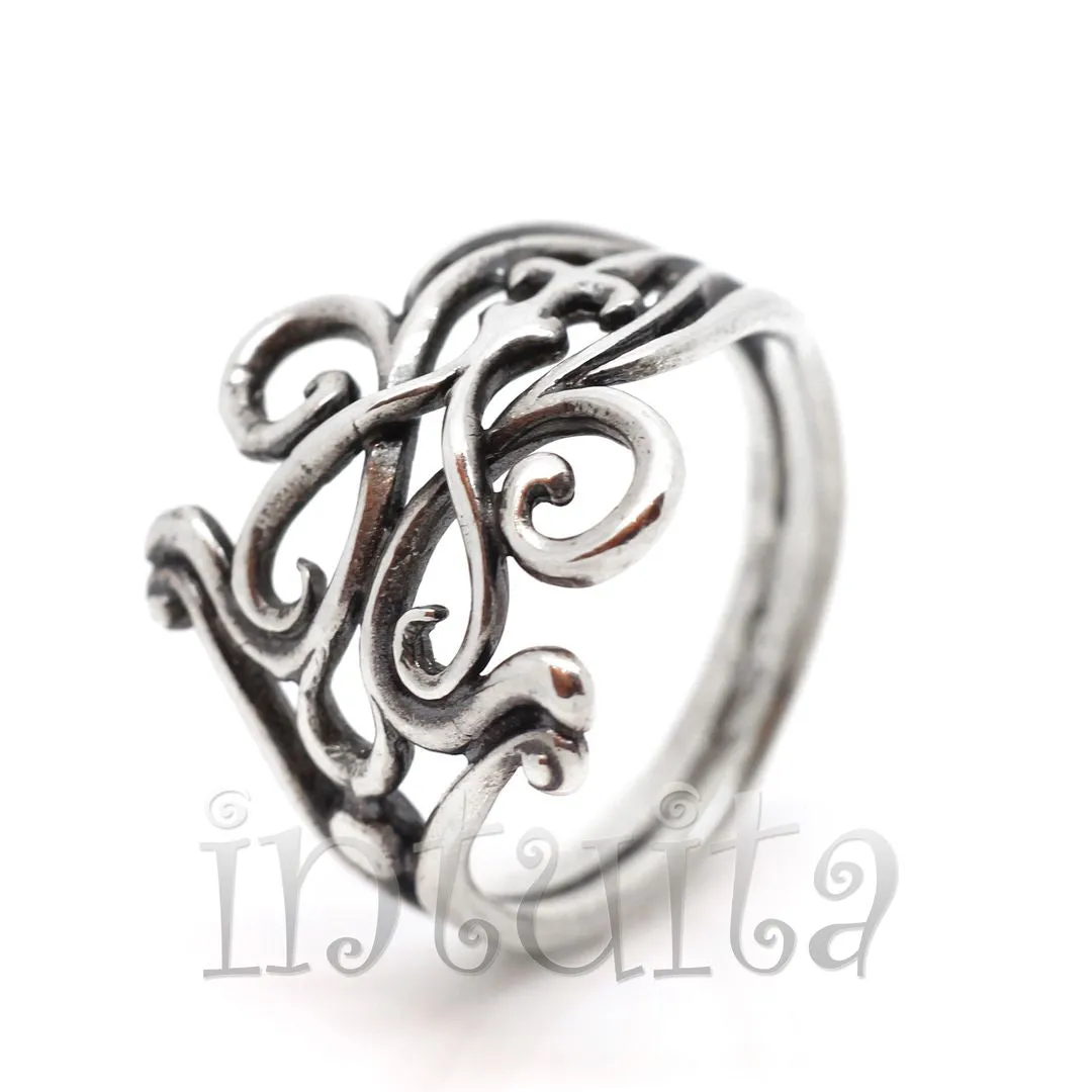 Art Nouveau Design Handmade Sterling Silver Earrings, Pendant, Bracelet, Rings