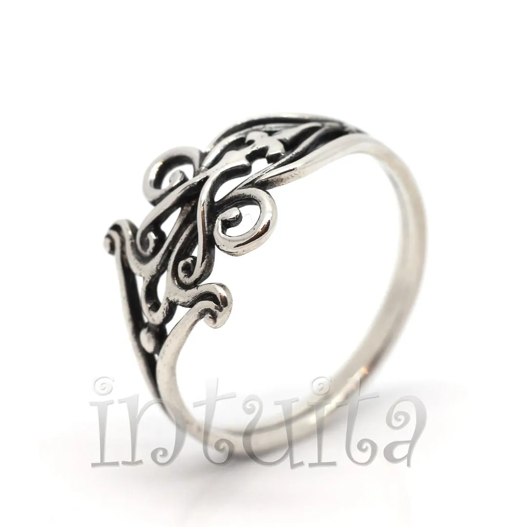 Art Nouveau Design Handmade Sterling Silver Earrings, Pendant, Bracelet, Rings