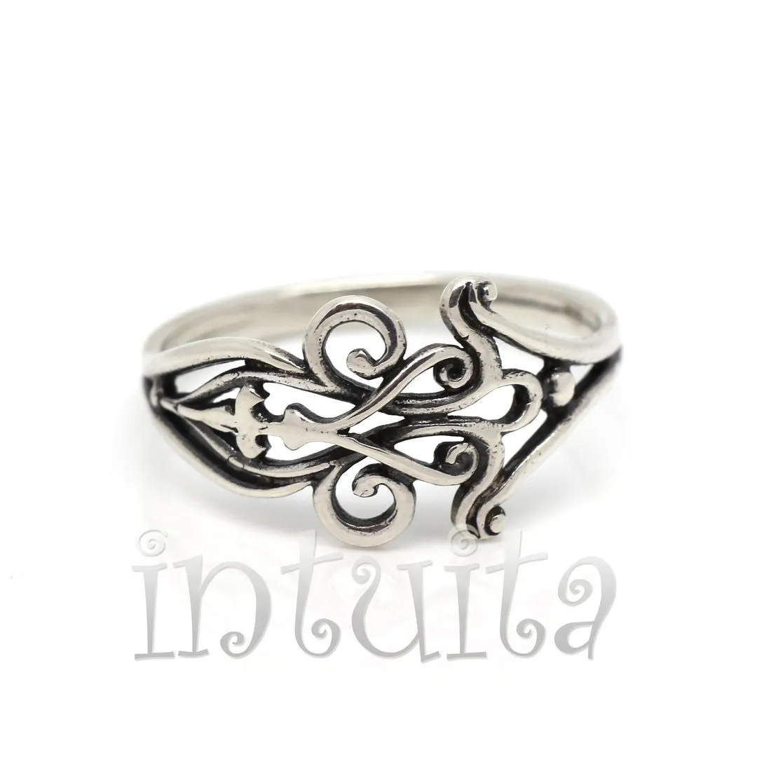 Art Nouveau Design Handmade Sterling Silver Earrings, Pendant, Bracelet, Rings