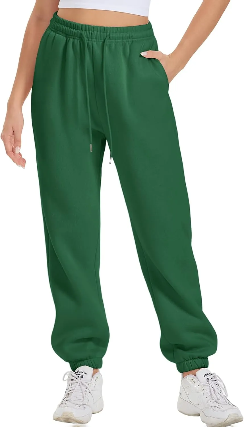 ATHMILE Sweatpants Women Fleece Pockets Winter Fall Fashion Baggy Lounge Pants Joggers