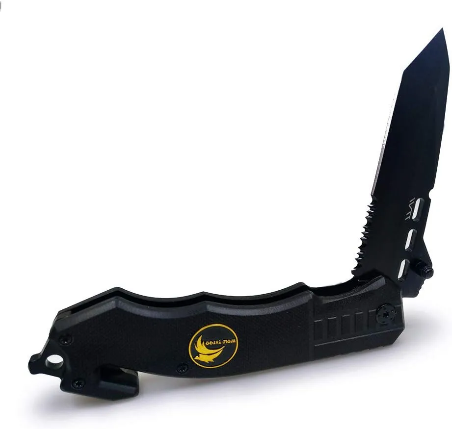 BGT Folding Pocket Knife Black Blade G10 Handle Survival Camping Knives EDC Multi Tools