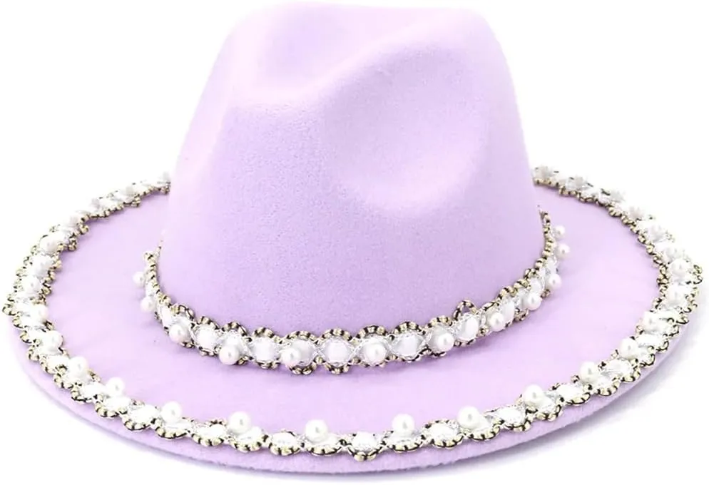 Big Pearl Fedora Hat Monochrome Ladies Fedora Hat Stage Party Photography Jazz Hat 2 56-58cm