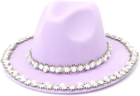 Big Pearl Fedora Hat Monochrome Ladies Fedora Hat Stage Party Photography Jazz Hat 2 56-58cm