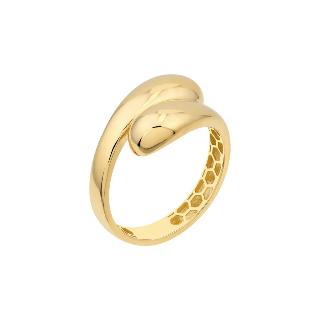 Chunky Gold Bypass Ring | Genuine 14k Yellow Gold