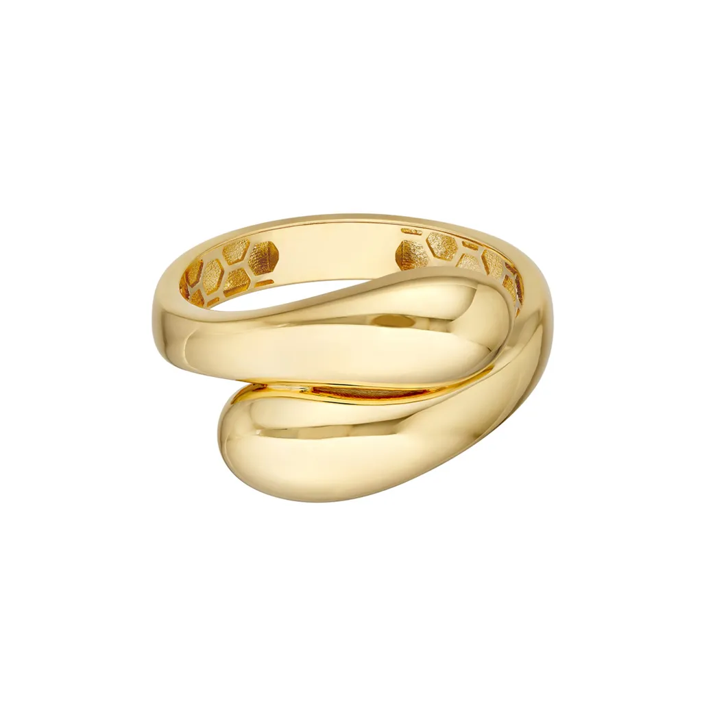Chunky Gold Bypass Ring | Genuine 14k Yellow Gold