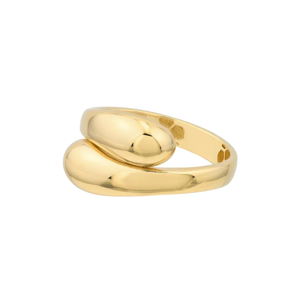 Chunky Gold Bypass Ring | Genuine 14k Yellow Gold