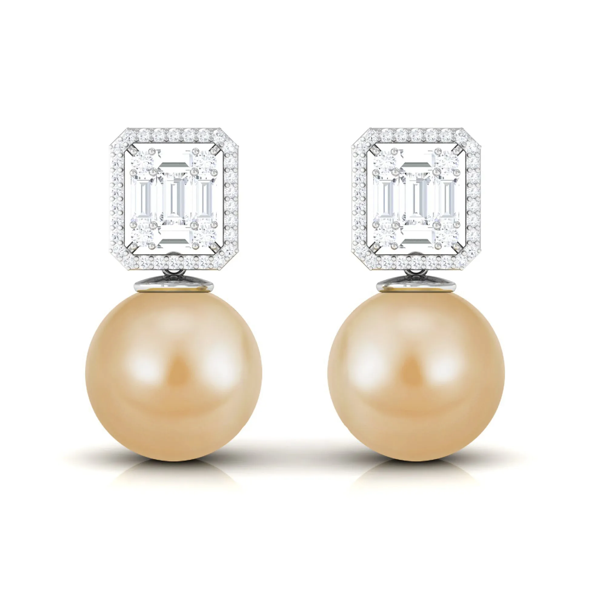 Classic South Sea Pearl Drop Earrings with Diamond