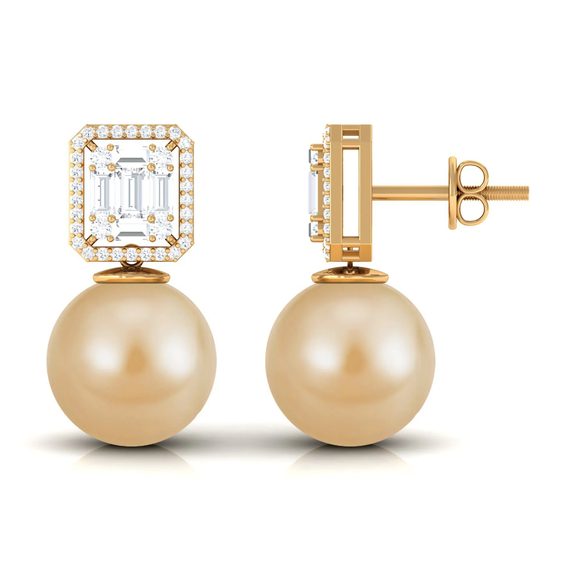 Classic South Sea Pearl Drop Earrings with Diamond