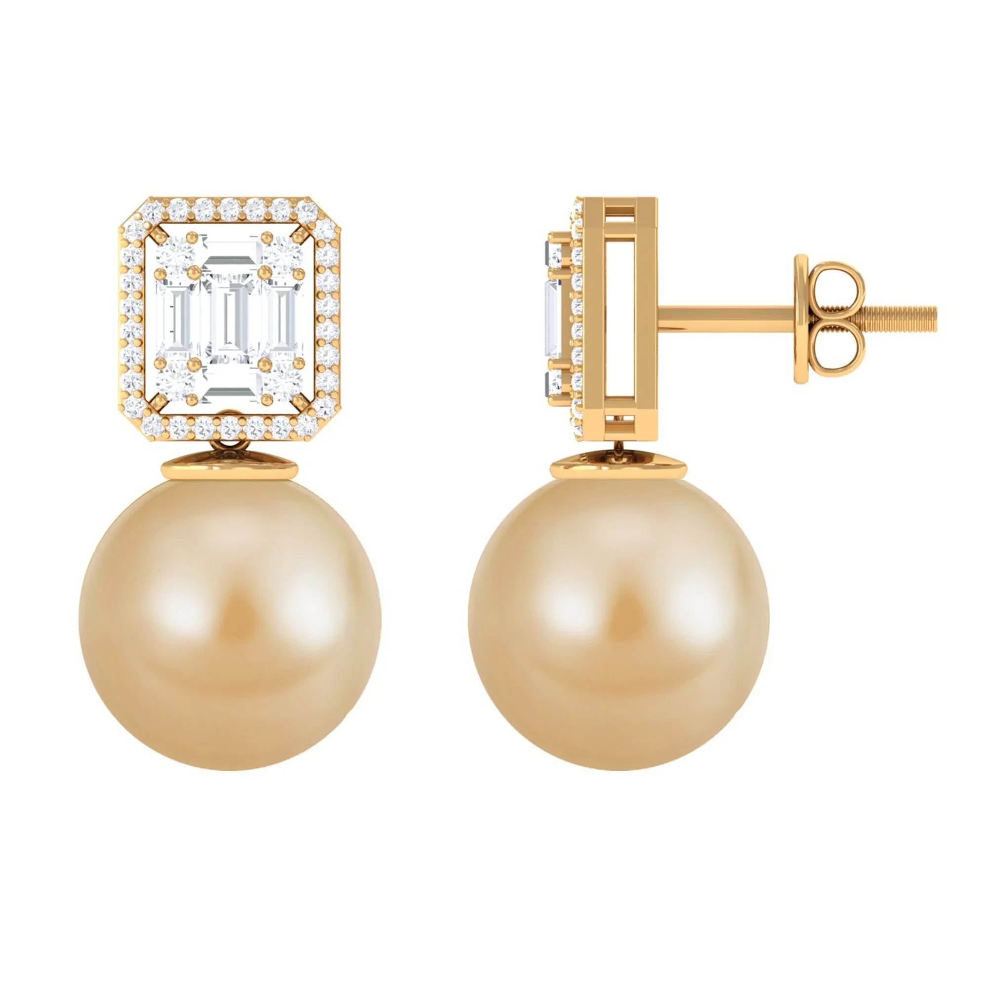 Classic South Sea Pearl Drop Earrings with Diamond