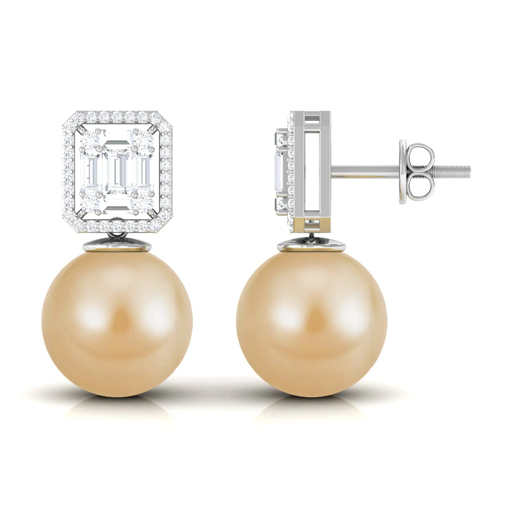 Classic South Sea Pearl Drop Earrings with Diamond