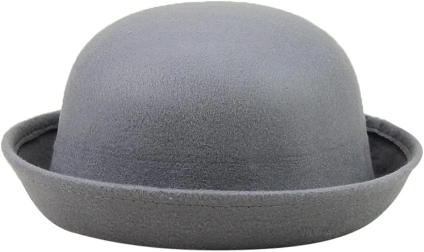 Classic Wool Round Bowler Hats Trendy Fedora Bucket Caps with Roll-up Brim for Youth Petite Bowler Hat
