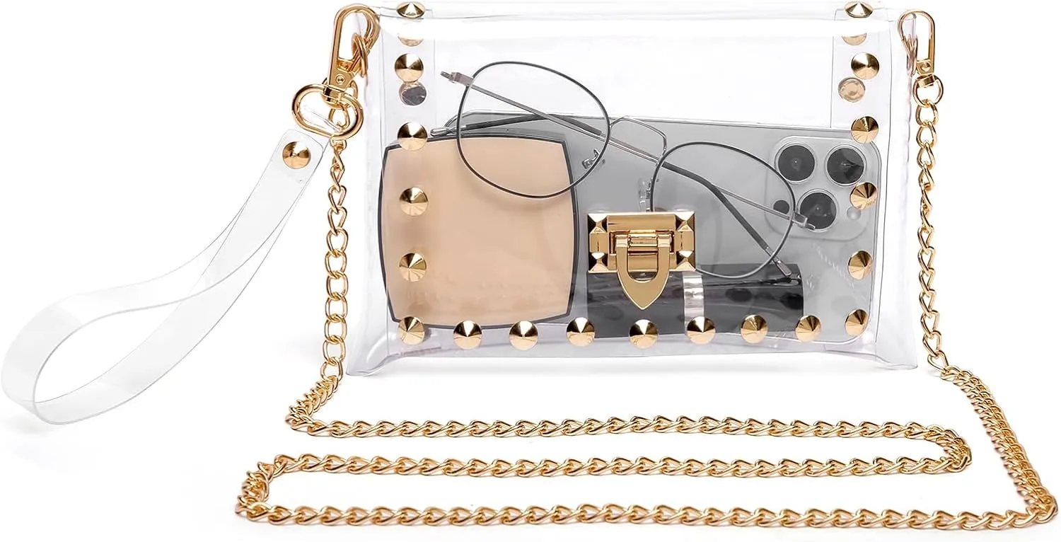 Clear Purse Stadium Approved,Small Clear Crossbody Bag for Women,Fashion See Through Clutch Shoulder Bag