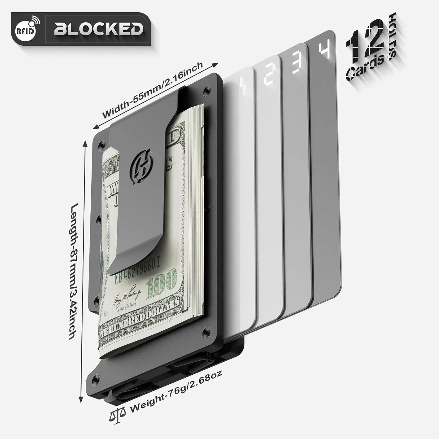 Compatible with MagSafe Wallet, Slim Wallet for Men with Money Clip, Rfid Blocking Metal Card Holder, Minimalist Magnetic Wallet Compatible with iPhone 16/15/14/13/12 Series - Classic Black