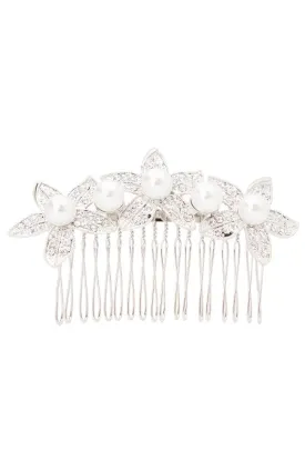 Crystal & Pearl Flower Comb