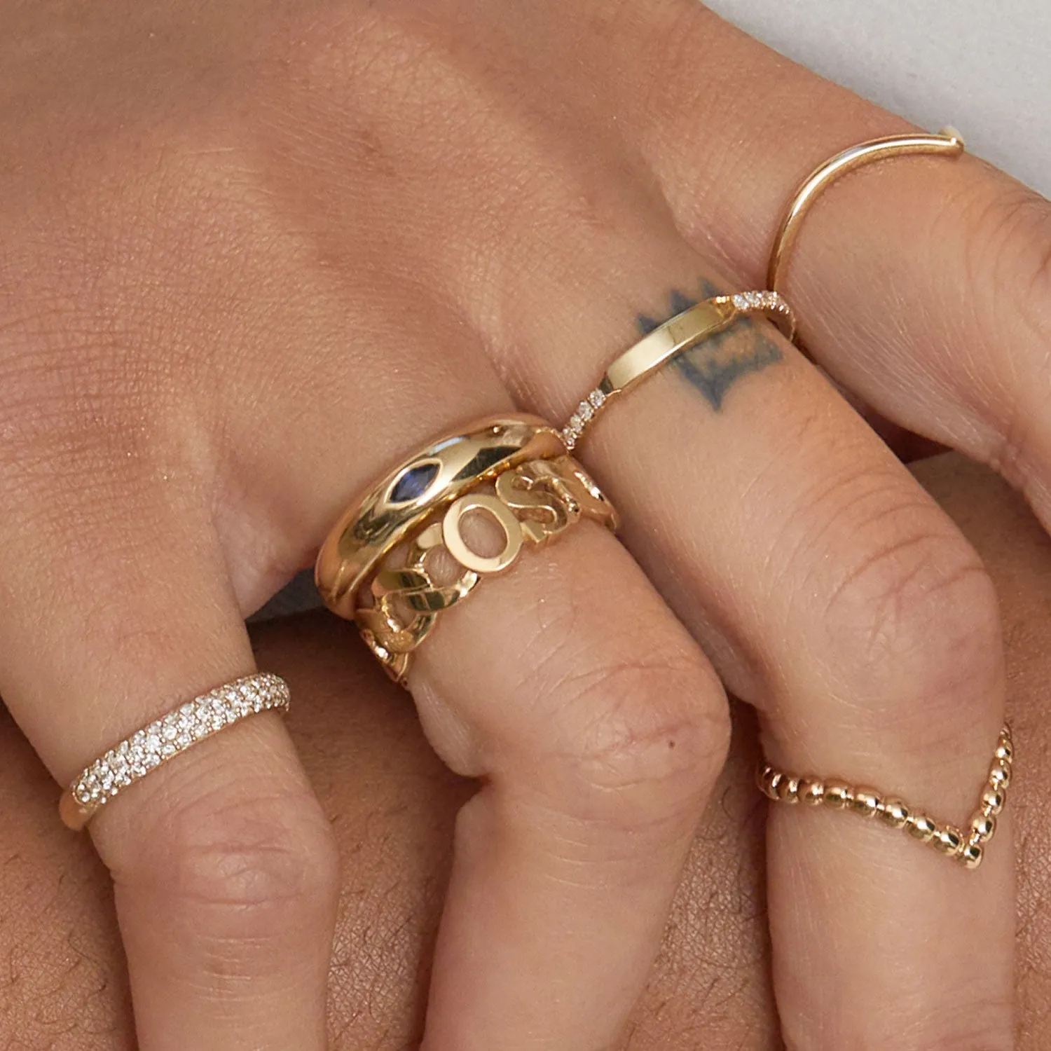 Cuban Link Custom Initial Ring