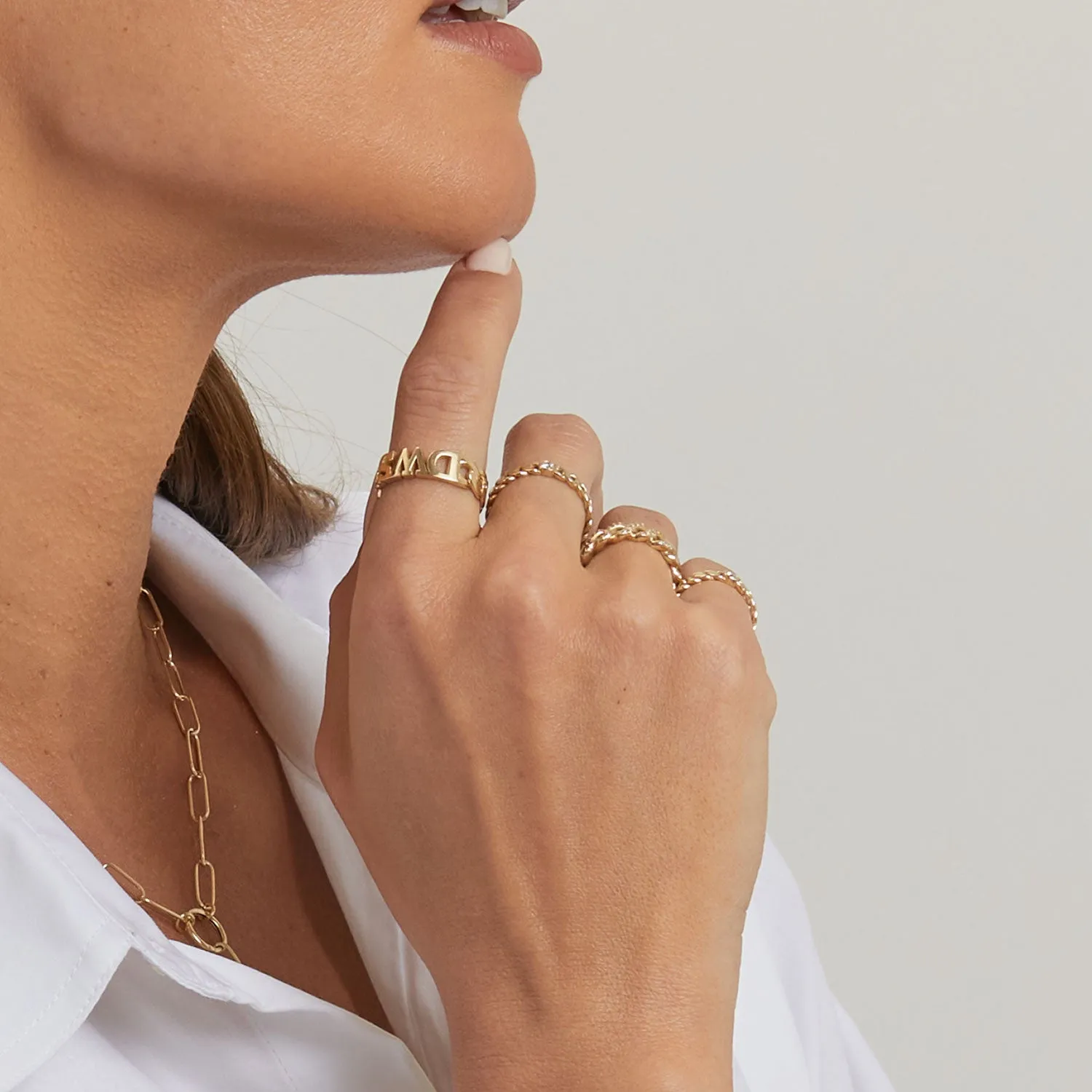 Cuban Link Custom Initial Ring