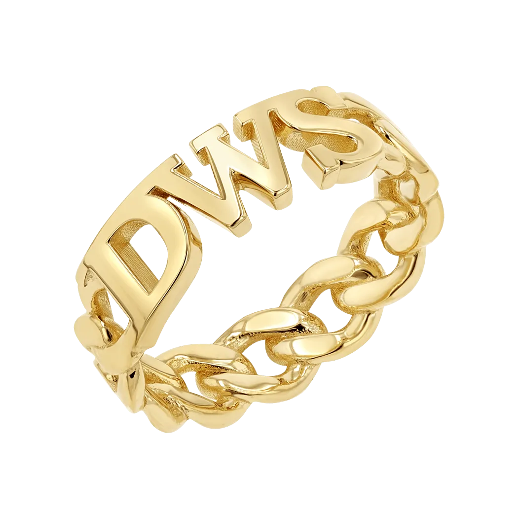 Cuban Link Custom Initial Ring