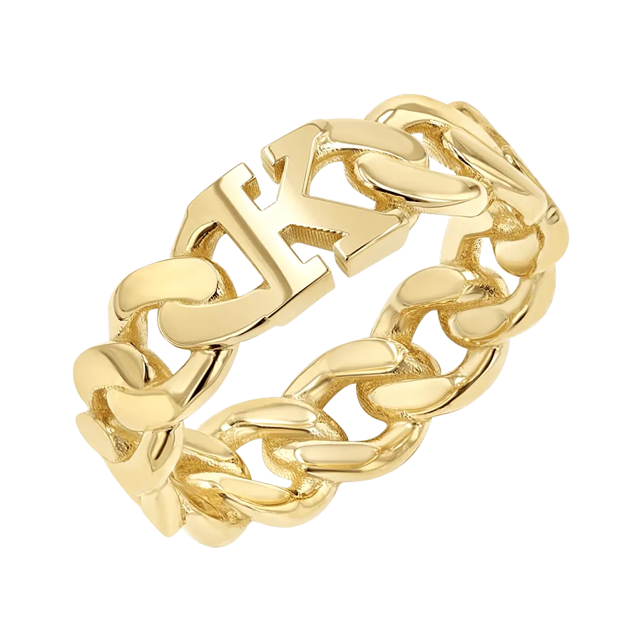 Cuban Link Custom Initial Ring