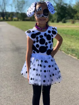 Dalmatian Ears Headband Set - Black & White Spotted Dog Headband Ears & Tail